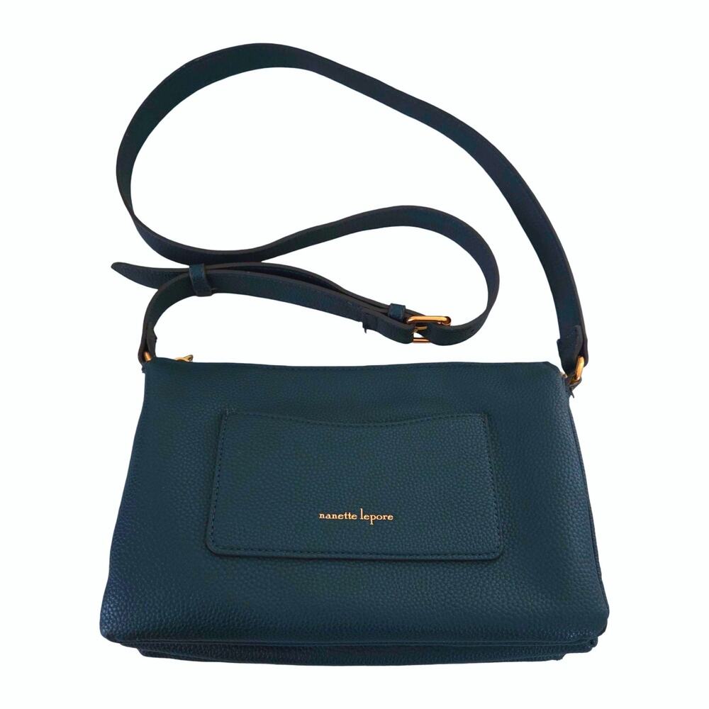 Nanette Lepore | Deep Teal Green Crossbody Bag Zip Top Preppy Quiet Luxury